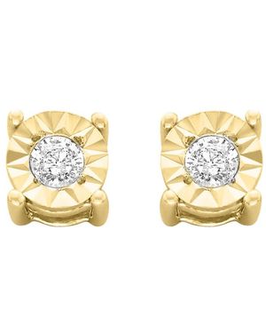 Haus of Brilliance 10k Yellow-gold Plated Sterling Silver 1/10ct. Tdw Round-cut Diamond Miracle-plated Stud Earrings - Metallic