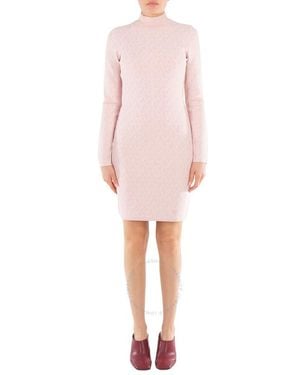 Michael Kors Logo Jacquard Pattern Fitted Dress - Pink