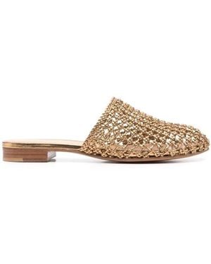 Ferragamo Ellas Knotted Leather Mules - Natural