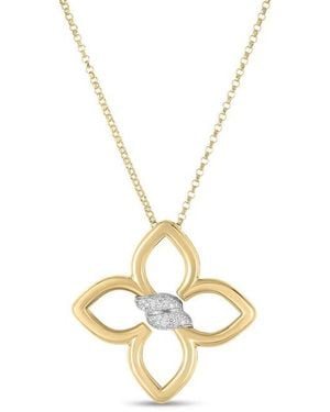 Roberto Coin Cialoma Medium Diamond Flower Necklace - Metallic