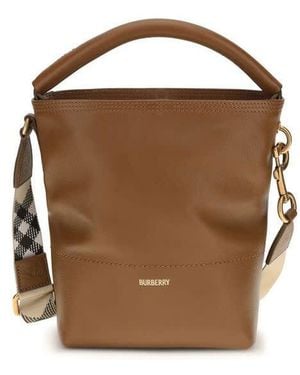 Burberry Calf Leather Bucket Bag - Brown