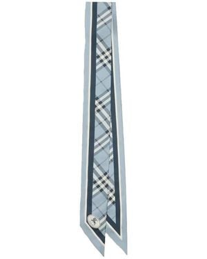 Burberry Skinny Check Silk Scarf - Blue