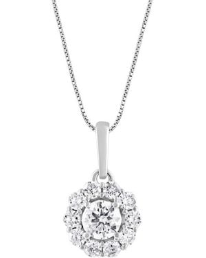Brilliant Diamond 14K 0.50 Cttw Lab Grown Diamond Round Halo Pendant Necklace (G-H, Si1-Si2) 18" - Metallic