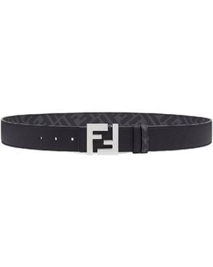 Fendi Squared Reversible Leather Belt - Blue