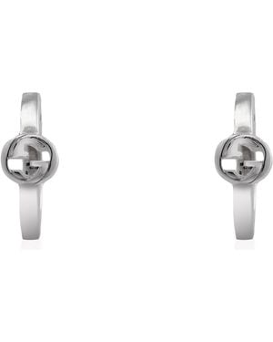 Gucci Interlocking Sterling Hoop Earrings - Metallic