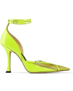 Jimmy Choo X Mugler Patent Leather Strap Court Shoes, Brand Size 38 Us - Green