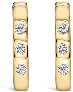 Haus of Brilliance 10K 1/10 Cttw Three Stone Lab Grown Diamond Oval Huggies Hoop Earrings (F-G Colour, Vs1- Vs2 Clarity) - Metallic