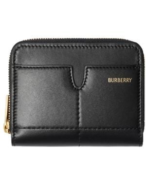 Burberry Snip Logo-Stamp Leather Wallet - Black