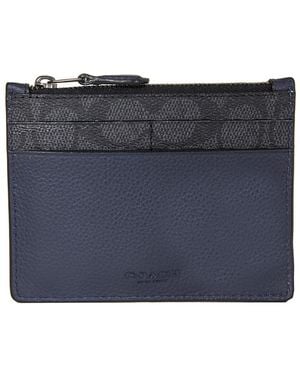 COACH Signature Canvas Blocking Card Case - Blue