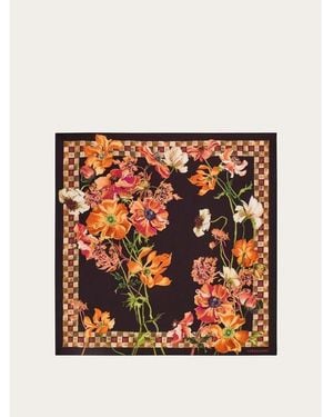 Ferragamo Floral Silk Scarf - Orange