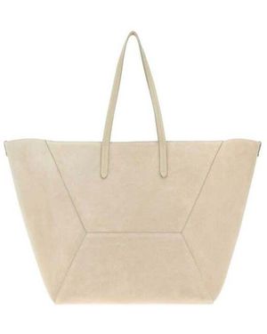 Brunello Cucinelli Sand Suede Shopping Bag - Natural