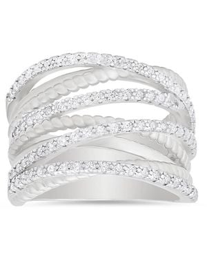 Kylie Harper Sterling Twisted Rope Cz Highway Statement Ring - White