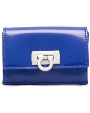 Ferragamo Card Case With Gancini Clasp - Blue