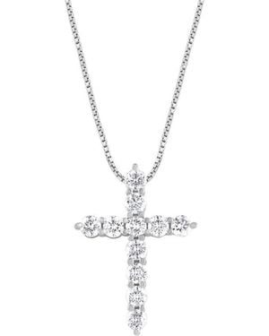 Brilliant Diamond 14K 1 Cttw Lab Grown Diamond Cross Pendant Necklace (G-H, Si1-Si2) 18" - Metallic