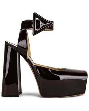Bottega Veneta Square-Toe Patent-Leather Court Shoes - Black