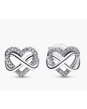 PANDORA Infinity Heart Sterling Stud Earrings - Metallic