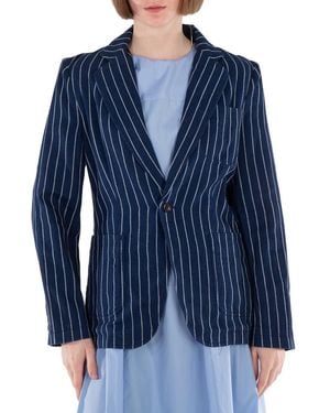 Polo Ralph Lauren Linen-Cotton Pinstripe Blazer - Blue