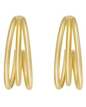 Tresorra 14K Triple Row C Hoop Earrings - Metallic