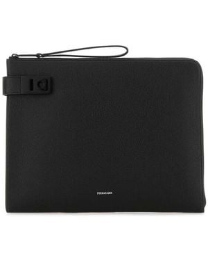 Ferragamo Leather Clutch - Black