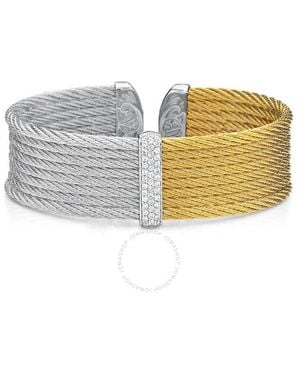 Alor Cable Medium Colorblock Cuff With 18Kt & Diamonds - Metallic