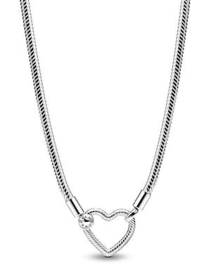 PANDORA Heart Closure Snake Chain Necklace - Metallic