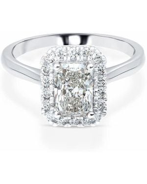 Brilliant Diamond 1 1/2 Carat Radiant Lab Grown Halo Diamond Engagement Ring - White