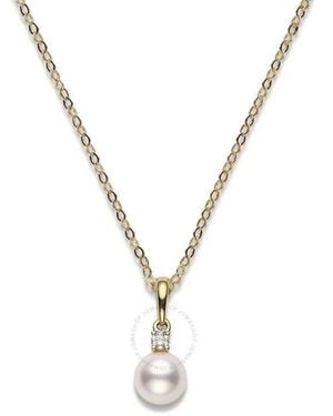 Mikimoto 8-8.5mm Akoya Cultured Pearl 0.10ct Of Diamonds 18k Yellow Gold - Metallic