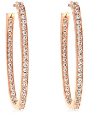 Apm Monaco Rose Alloy Oval Long Pave Earrings - White