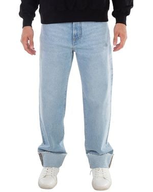 Gcds Relaxed Laser Cotton Denim Logo Pants, Waist - Black