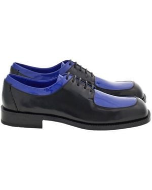 Ferragamo Dinamic Leather Lace-Up Derby Shoes - Blue