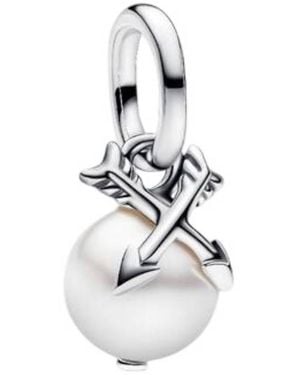 PANDORA Sterling Sillver Pearl & Arrows Mini Dangle Charm - White