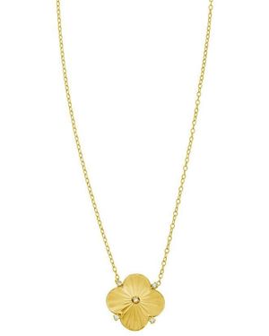 Tresorra 14K Diamond Clover Pendant Necklace - Metallic