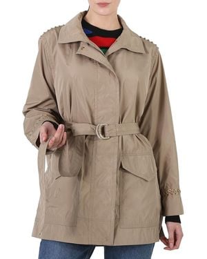 Roberto Cavalli Ladies Sand Whipstitched Safari Lightweight Coat, Brand Size 42 Us - Brown