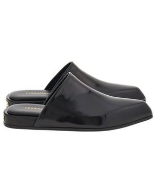 Ferragamo Nycole Patent Leather Mules - Black