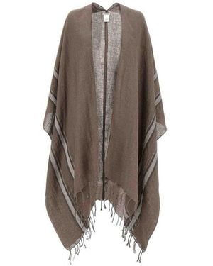 Brunello Cucinelli Striped Linen Scarf - Brown
