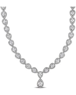 Amour 38 Ct Tgw Cubic Zirconia Teardrop Necklace - Metallic