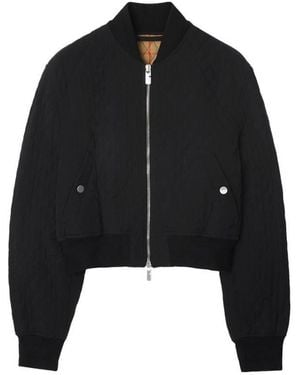 Burberry Cropped Quilted Bomber Jacket - Black