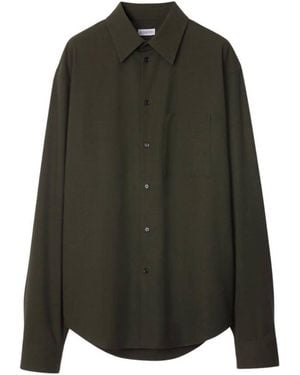 Burberry Stretch Wool Long-Sleeved Shirt, Brand Size 10 Us - Green