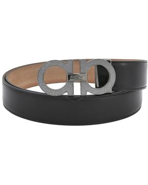 Ferragamo Adjustable Gancini Belt- Cm - Black