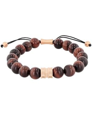 Robert Alton Stainless Steel Tiger Eye Bead Bolo Bracelet - Brown