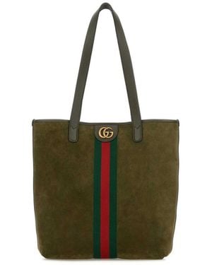 Gucci Suede Ophidia Shopping Bag - Green
