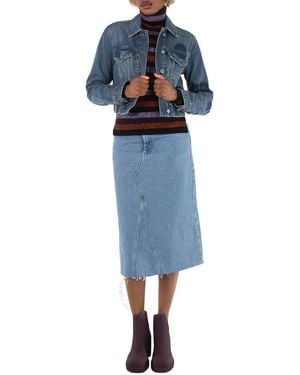 Ganni Merino-Rib Open Back Sprayed Highneck Jumper - Blue