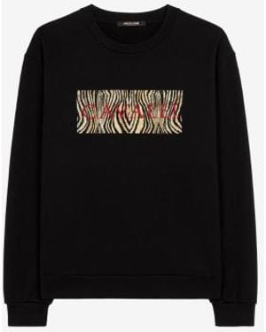 Roberto Cavalli Animalier Patchwork-Print Sweatshirt - Black