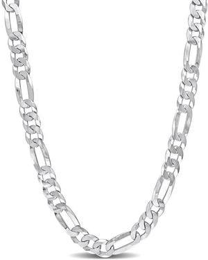 Amour 8.9Mm Flat Figaro Chain Necklace - Metallic