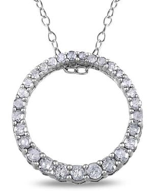 Amour 1/3 Ct Tw Diamond Circle Pendant With Chain - Metallic