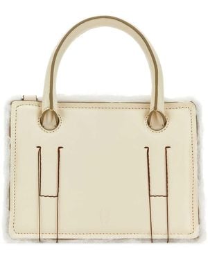 Dentro Ivory Leather Mini Otto Handbag - White