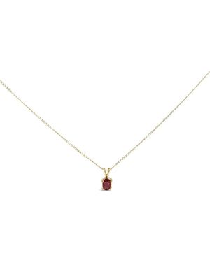 Haus of Brilliance 14K 6X4Mm Oval Shaped Garnet Solitaire Pendant Necklace - Metallic