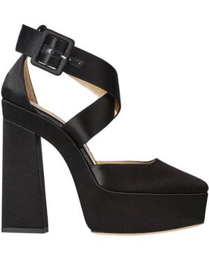 Jimmy Choo Gian 140 Satin Platform Court Shoes, Brand Size 37.5 Us - Black
