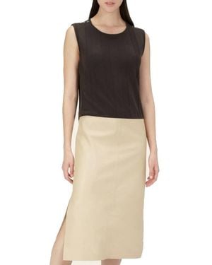 Bally Two-Tone Sleeveless Midi Dress, Brand Size 38 Us - Black