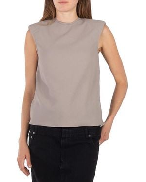 Tibi Ladies Mink Chalky Drape Padded Shoulder Sleeveless Top, Size Xx-Small - Grey